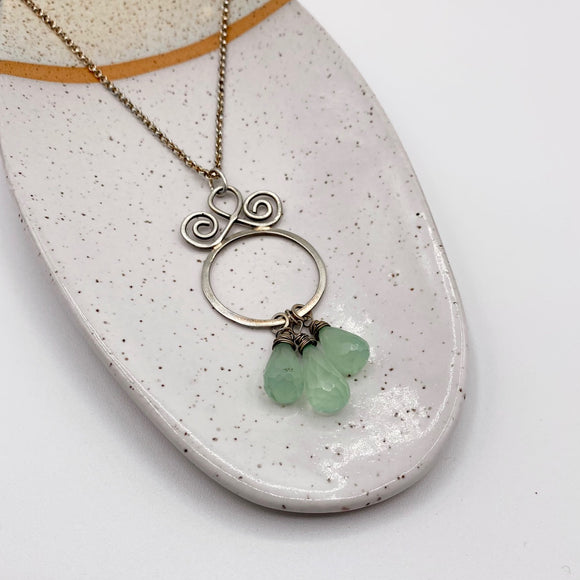 Silver Ring Chalcedony Gem Drop Necklace by Joanna Craft