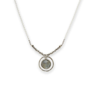 Faceted Labradorite Necklace with Sterling Circle