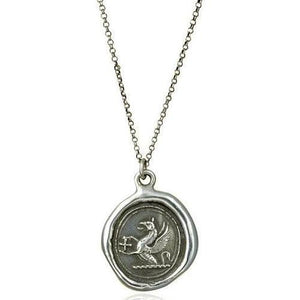 Guardianship and Faith, Wax Seal Necklace of Griffin and Cross