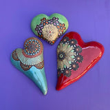 Small Ceramic Heart, "Circle Button" by Laurie Pollpeter
