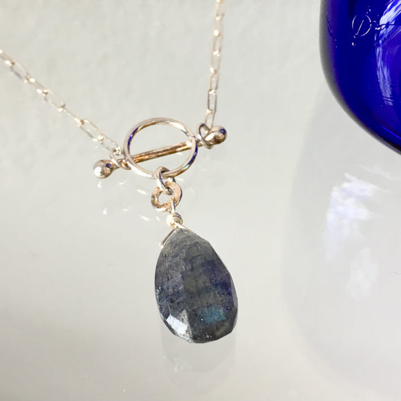 Labradorite Necklace with Circle & Bar - The Whole 9 Gallery