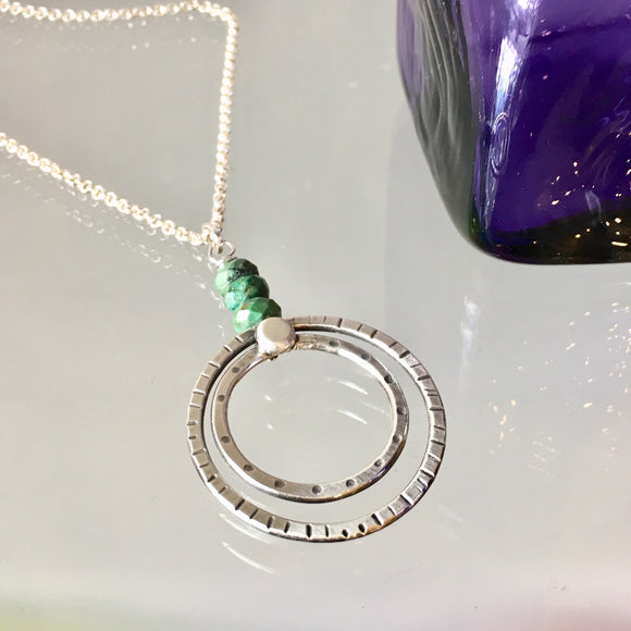 Turquoise and Sterling Silver Circle Necklace