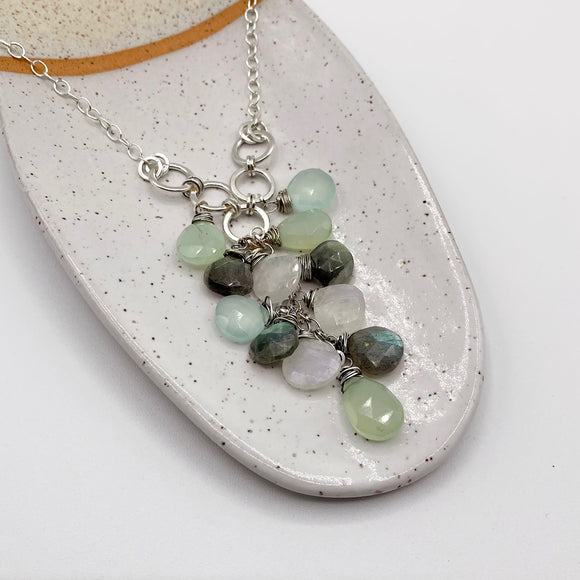 Labradorite and Chalcedony Gem Drop Necklace by Joanna Craft