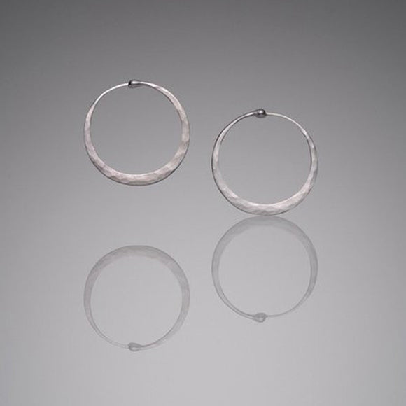 Hammered Sterling Silver Hoops, SmallLothLorien - The Whole 9 Gallery