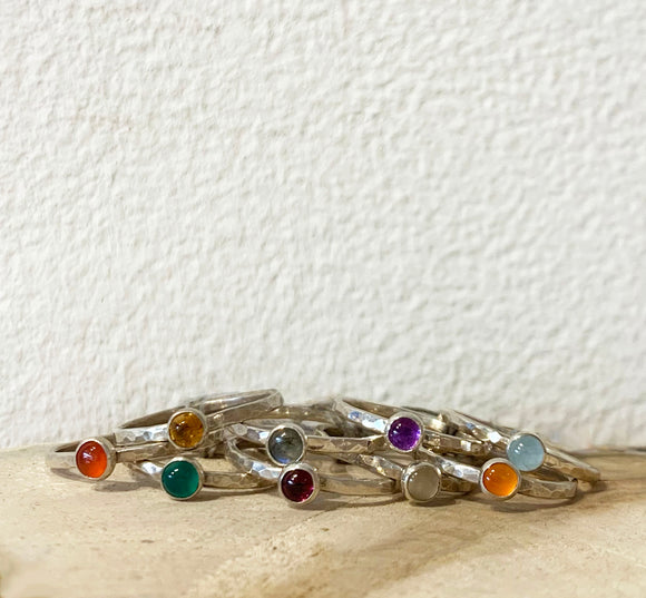 Small Gem Stacking Rings