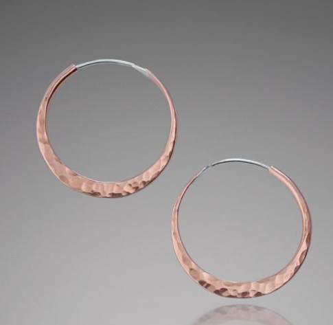 Hammered Copper Hoops, Small