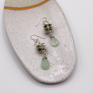 Stacked Chalcedony Gem Drop Earrings by Joanna Craft