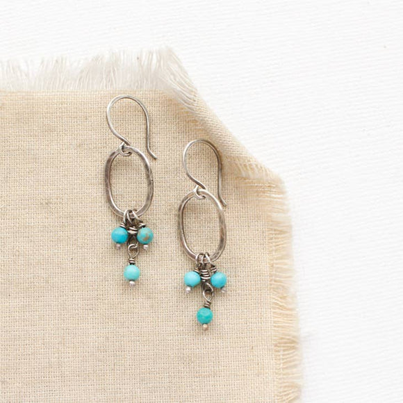 Turquoise Trio Dangle Mini Hoop Earrings by Sarah DeAngelo
